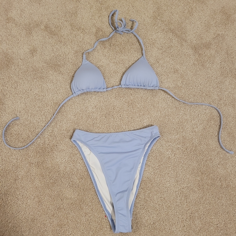 Urban Outfitters Out From Under Sky Blue/Periwinkle Triangle Bikini Set, Size XS